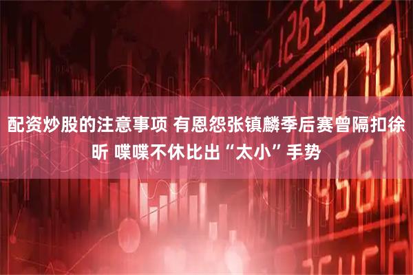 配资炒股的注意事项 有恩怨张镇麟季后赛曾隔扣徐昕 喋喋不休比出“太小”手势